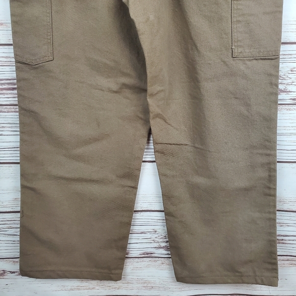 Carhartt Mens 34x28 B11 Canyon Brown Canvas Carpenter Dungaree Work Pants - Picture 6 of 7
